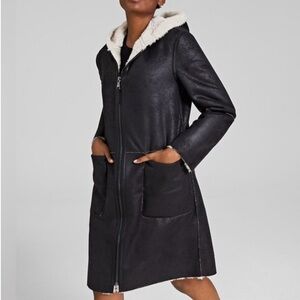 DKNY Black and Cream Teddy Jacket